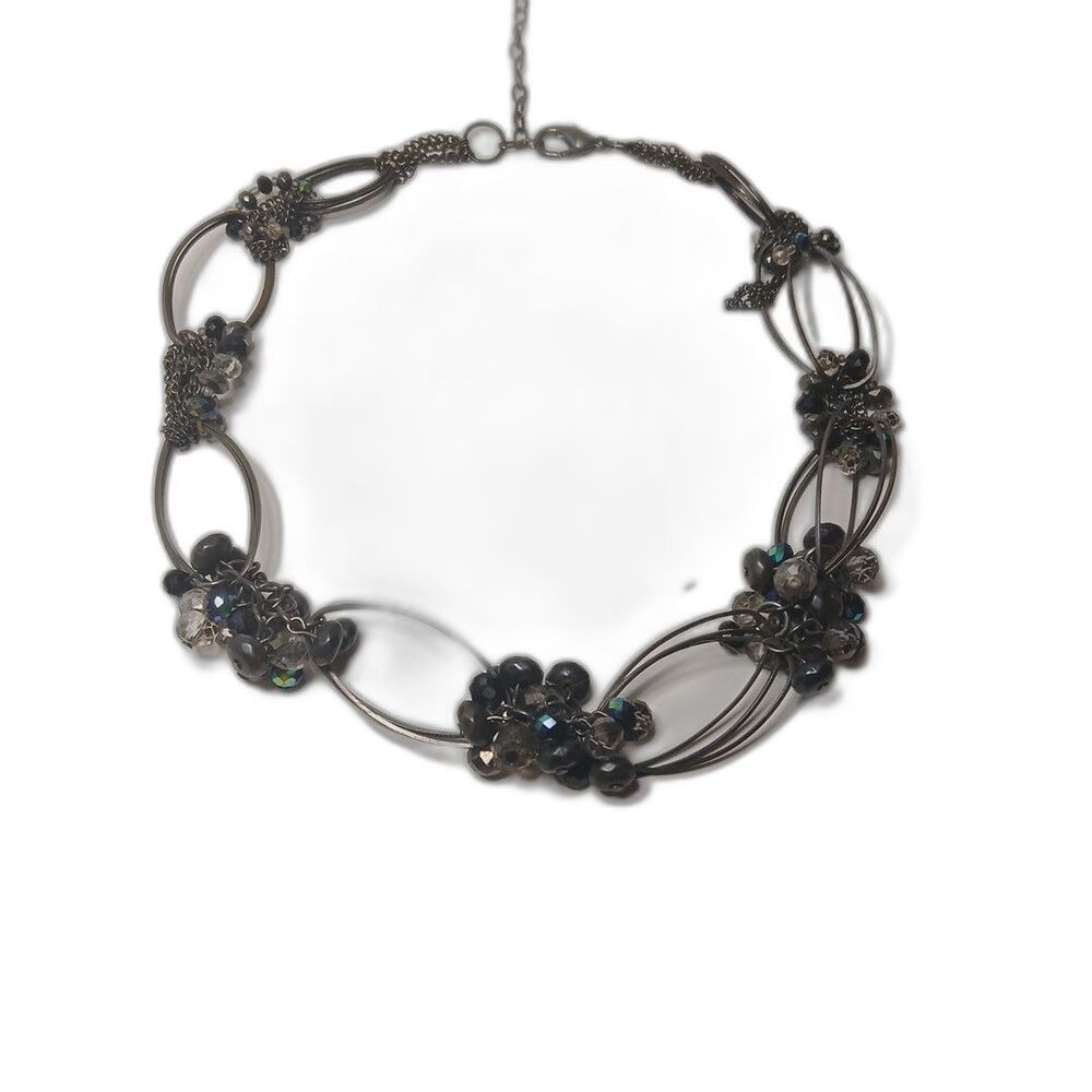 Multi colored Blue Accent Bead Necklace – Fashion Jewelry Statement Piece